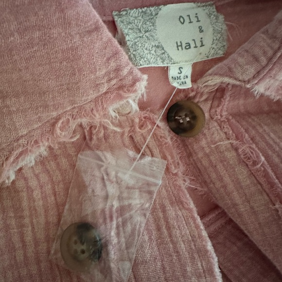 Pink Frayed Button-Up Shirt NWOT - Picture 11 of 11